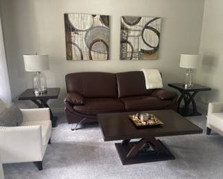 leather sofa from england- not old but has that retro vibe - great piece