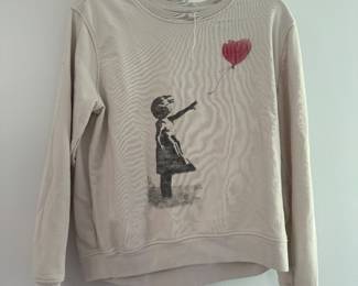Women's Grey "Girl With Balloon" Banksy Sweatshirt Size XL