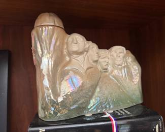 J.W. Dant Iridescent "Mount Rushmore" Ceramic Decanter Whiskey Bottle - 1969