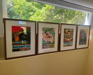 Framed Original Silkscreen Prints of Washington DC by Victory Dance Creative (4 Total)