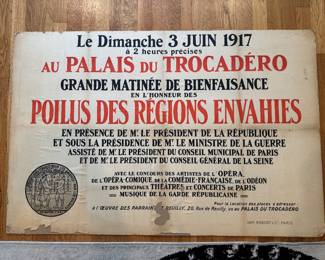 1917 French World War 1 Poster Advertising a Musical Benefit to Support Solders From Invaded Regions