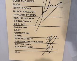 Goo Goo Dolls Friday August 4, 2023 - Columbia, MD Setlist Autographed by John Rzeznik & Robby Takac  