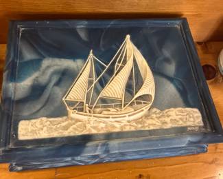 Dante Incolay Stone Sailboat Jewelry Box