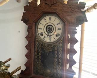 Antique Oak Gingerbread Clock