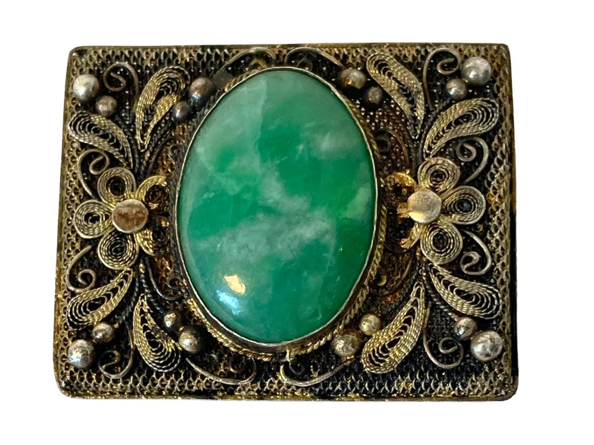 	 Vintage Chinese Export Silver Filigree Brooch