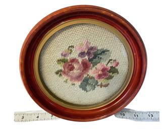 Vintage Victorian-style needlepoint floral bouquet