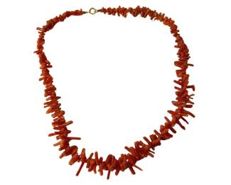 Vintage natural red branch coral necklace