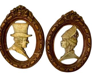 Molded Syroco wood cameo portrait silhouettes