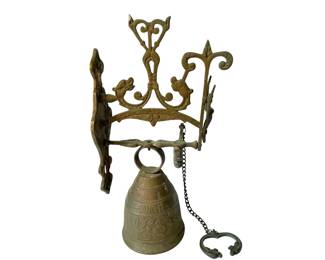Gothic Revival brass wall-mounted monastery bell