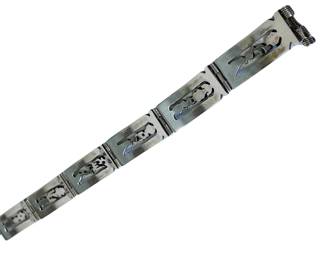 Egyptian solid silver hieroglyphic link bracelet