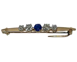 Retro-style 18K Yellow Gold Bar Pin