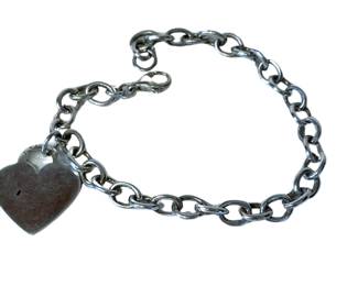 Sterling Heart Tag Link Bracelet