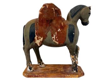 	 Tang Dynasty Style Wooden War Horse Sculpture