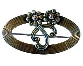 Vintage Symmetalic retro-style floral brooch / pin