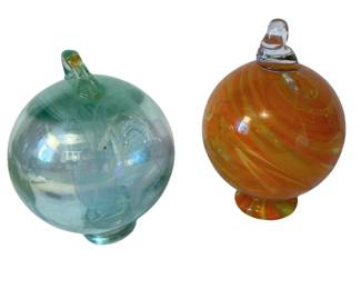 Two Blown Glass Witch Balls