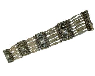 Vintage Mexican sterling panel bracelet