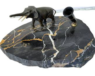 Art Deco bronze elephant double desk stand