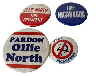 Iron-Contra 1980s political pinback button