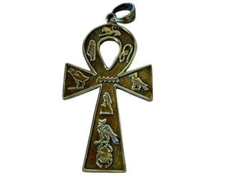 Vintage Egyptian solid silver Ankh amulet pendant