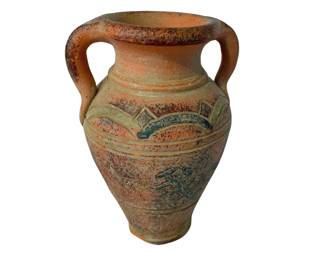 Decorative terracotta amphora-style vase
