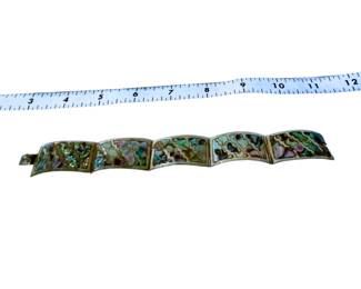 Vintage Mexican sterling abalone shell bracelet