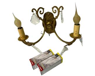 Pair of French-style crystal prism wall sconces