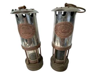 Pair of vintage Cambrian miners' safety lamps