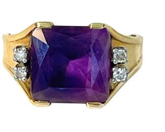 Vintage Retro amethyst diamond cocktail ring