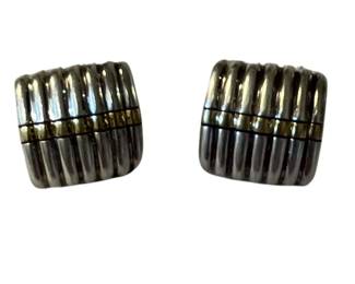 Vintage Sterling ribbed cushion-style earrings