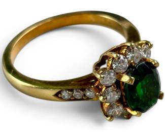 14K Gold Green Tourmaline Ring
