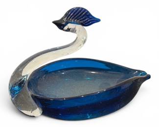 Handblown Glass Swan Dish
