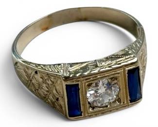 14K Gold Diamond and Sapphire ring