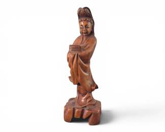 Mid Century chinese wood deityJPG