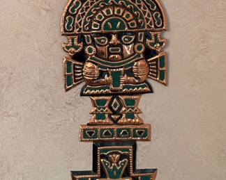 Vintage Copper Inca Totem Tumi Wall Decor