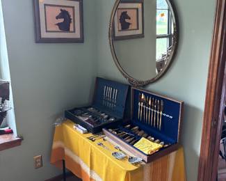 Flatware and Antique Mirror