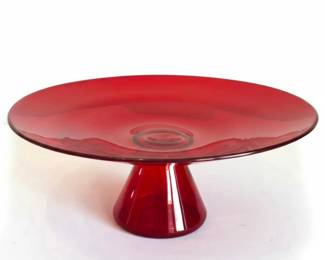 MCM, hand blown ruby red centerpiece bowl