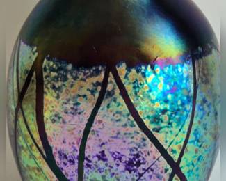 2003 iridescent blown glass vase