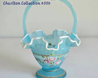 Fenton hand painted ruffled basket - Charlton collection 2002