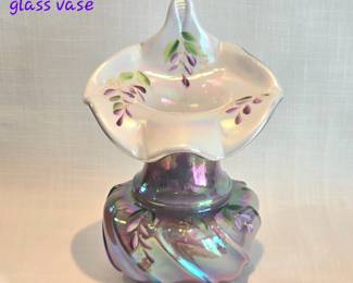 Fenton Jack-in-the-pulpit blown glass, hand painted vase