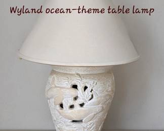 Wyland white  washed plaster lamp with Wyland shade