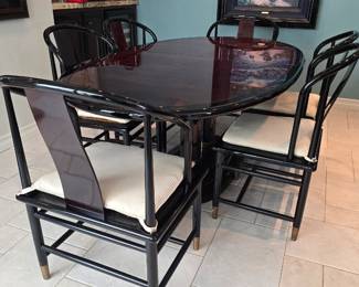 1988 Henredon lacquer dining table (featured in Architectural Digest) with 6 chairs