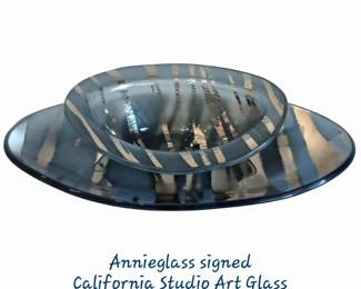 Annieglass signed  California Studio  Art Glass bowl and plate