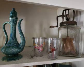 Mid Century Ceramics, Glass Butter Churn