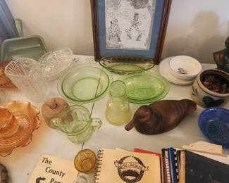 Uranium Glass, Carnival Glass, Duck Decoy, Rowe Pottery