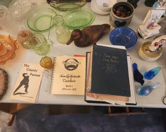 Local Cook Books, Uranium Glass, Fenton Blue Jays