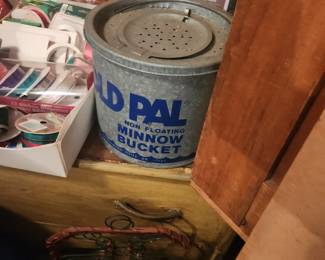Old Minnow Bucket, Baskets, Christmas, Blankets