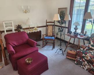 Antique Rocker, Parlor Table, Drop Leaf Mahogany Table, NICE Lounge Chair
