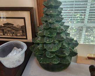 Ceramic Christmas Tree with Color or Clear Bulbs