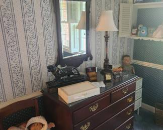 Mahogany Chest, Cabbage Patch Dolls, Mid Century Panther Planter, Chippendale Mirro, Toys, Lamps