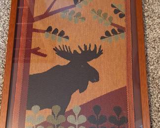 Framed Tapestry of Moose 